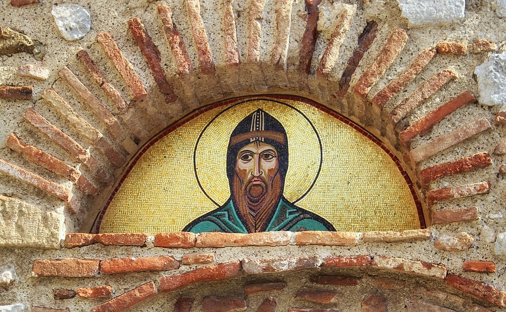 Mosaic of orthodox monk in Hosios Loukas monastery